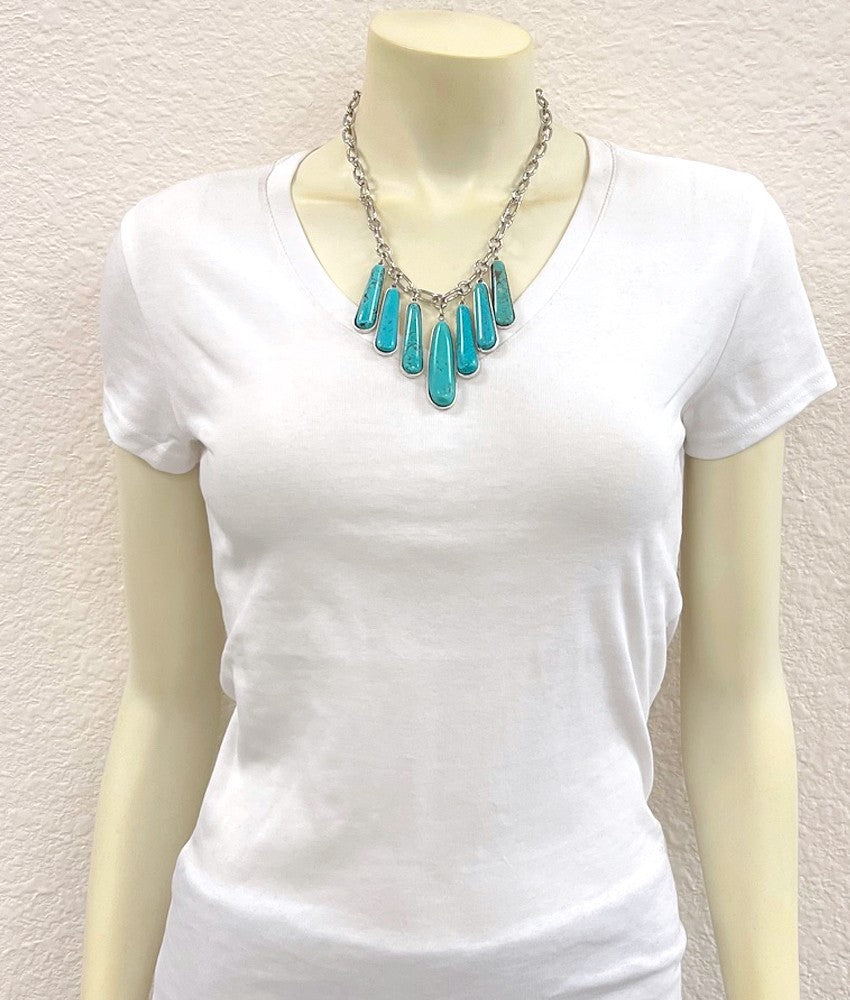 Women's Isac Handmade 15" Turquoise Necklace 739658
