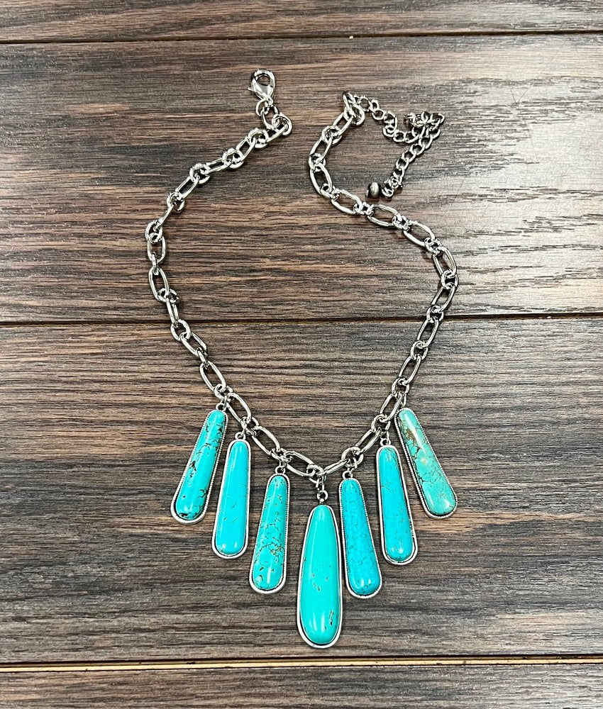 Women's Isac Handmade 15" Turquoise Necklace 739658
