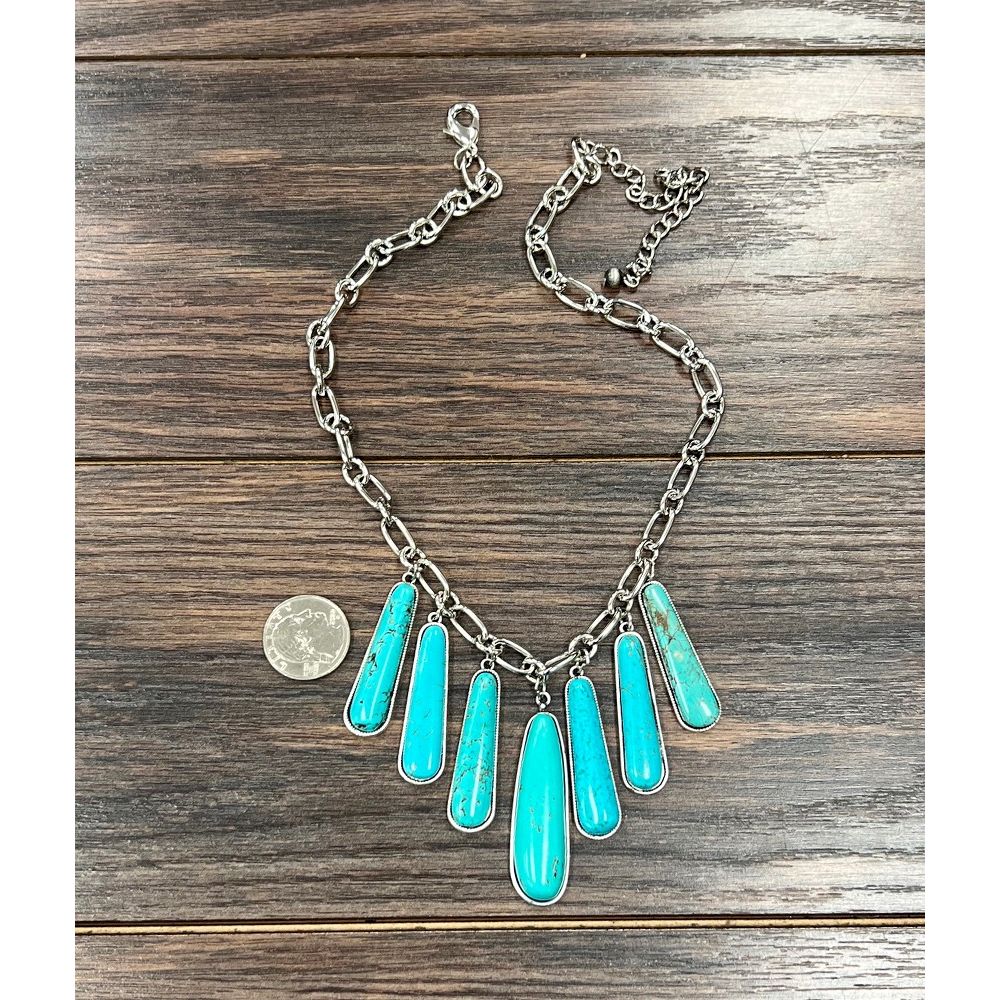 Women's Isac Handmade 15" Turquoise Necklace 739658