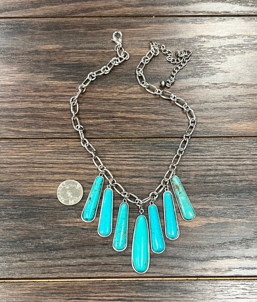 Women's Isac Handmade 15" Turquoise Necklace 739658