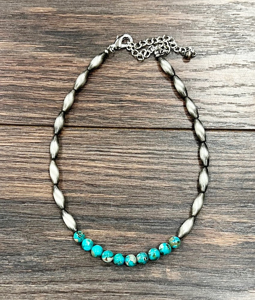 Women's Isac Handmade 15" Elongated Navajo Gemstone Necklace 739660