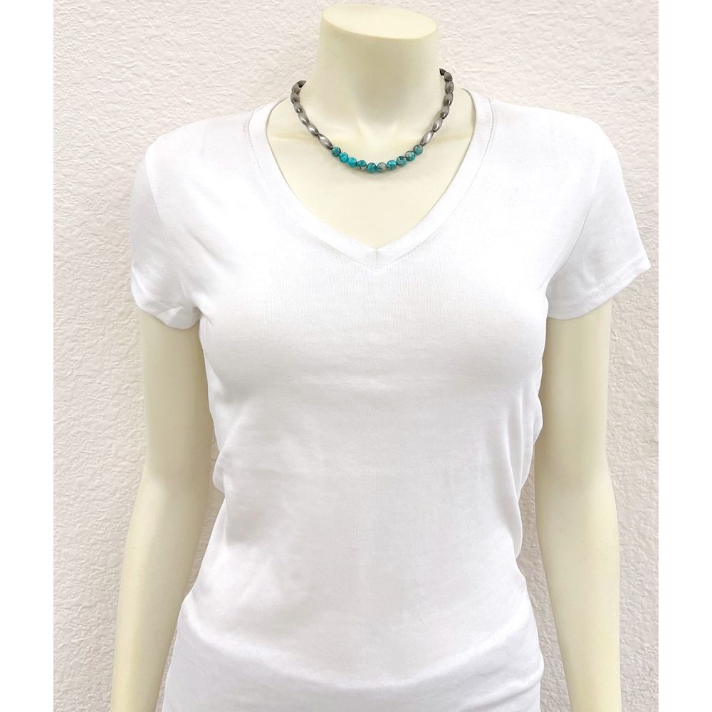 Women's Isac Handmade 15" Elongated Navajo Gemstone Necklace 739660