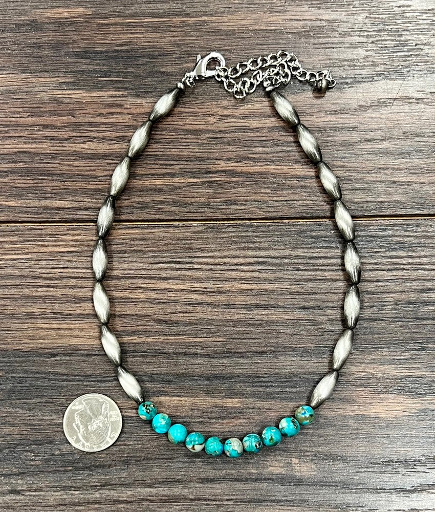 Women's Isac Handmade 15" Elongated Navajo Gemstone Necklace 739660