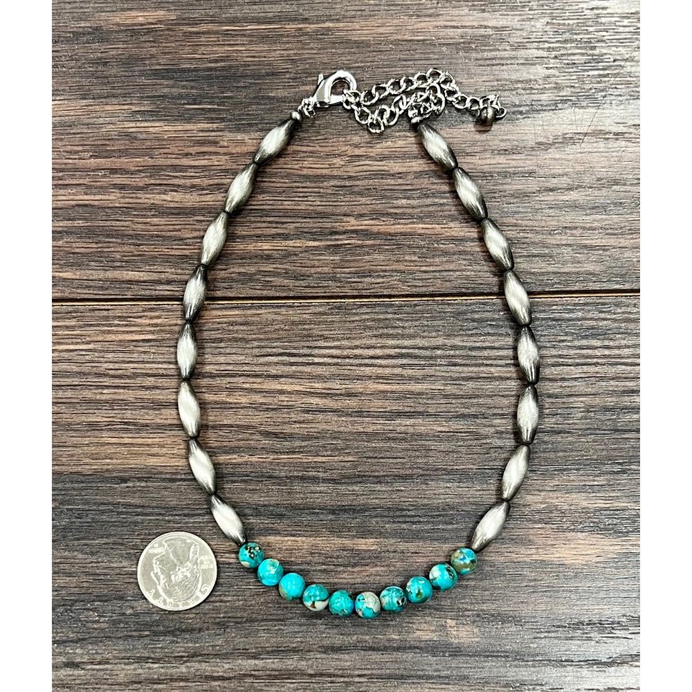 Women's Isac Handmade 15" Elongated Navajo Gemstone Necklace 739660