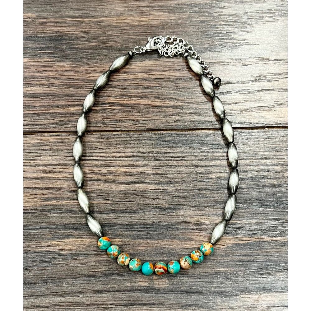 Women's Isac Handmade 15" Elongated Navajo Gemstone Necklace 739661