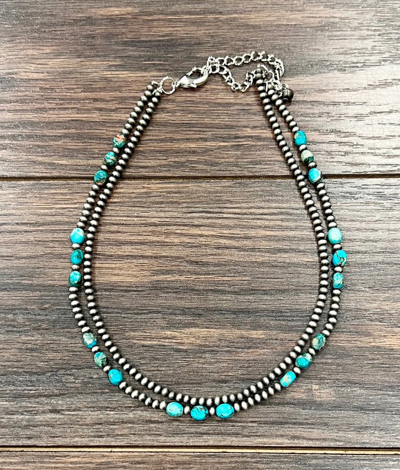 Isac Handmade 16" Navajo Oval Gemstone Necklace 739662