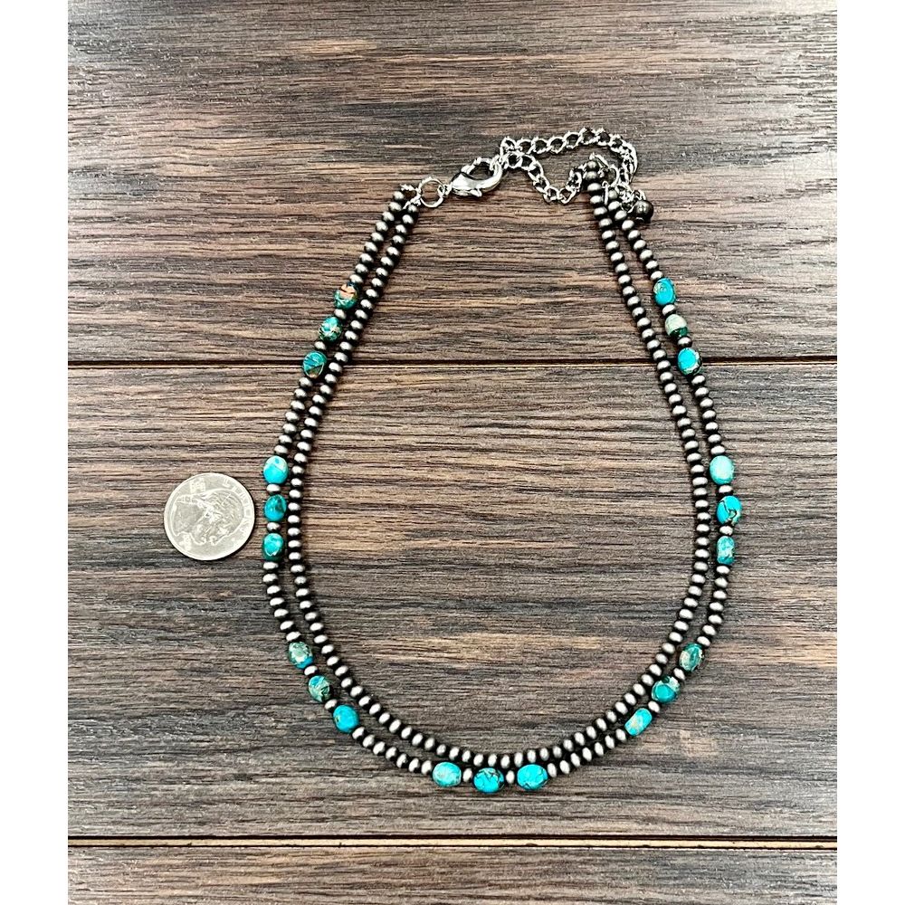 Isac Handmade 16" Navajo Oval Gemstone Necklace 739662