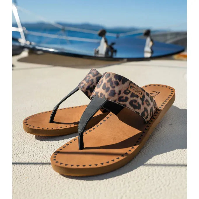 Women's Flojos Tan Leopard Grace Hooded Sandals 329-TAN LEOP