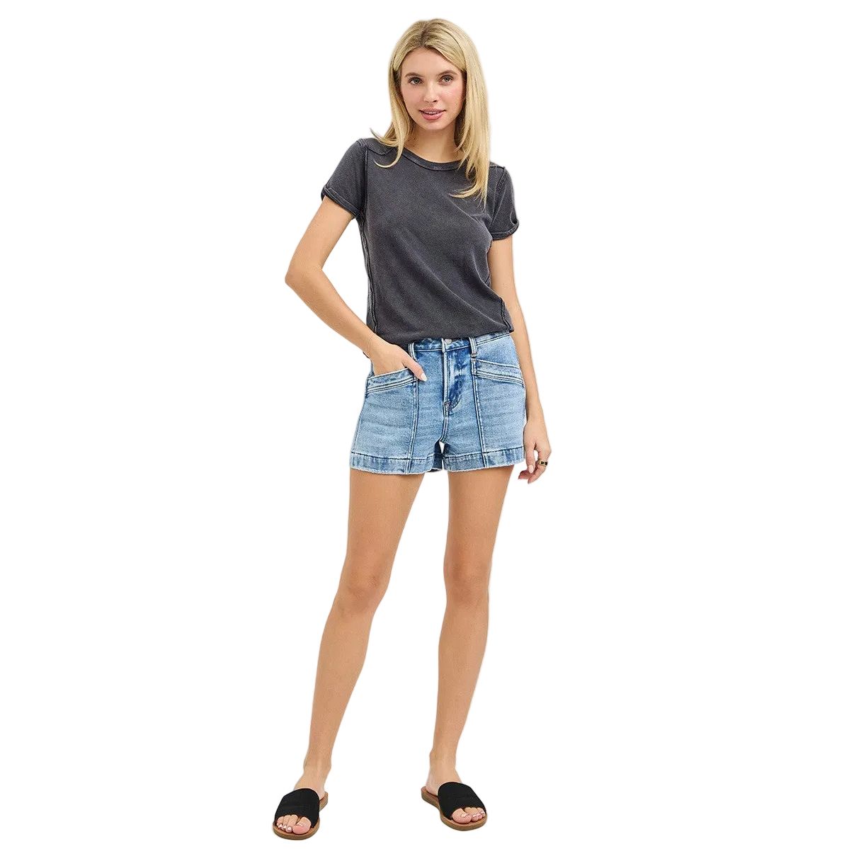 Women's Risen Slouchy Eyelet String Detail Shorts RDS6426