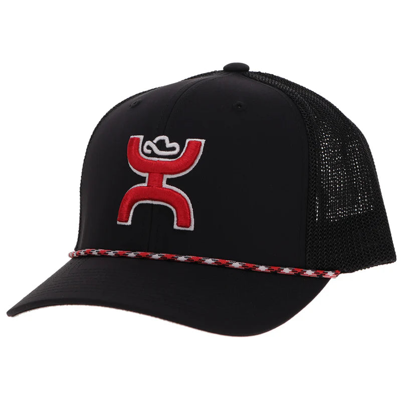 Men's Hooey "Sterling" Hooey Hat Black With White and Red Hooey Logo 2506T-BK
