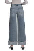 Vervet Women's High Rise Full Length Cuff Tinted Wide Leg Jeans T7326