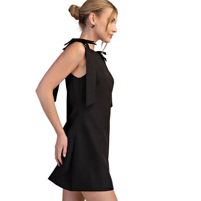 straight neck black mini dress Riccoli Mini Dress Black main image 0