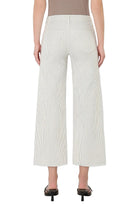 Vervet Women's High Rise Raw Hem Striped Crop Wide Leg Jeans 