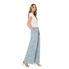 Women's Flying Monkey Super High Rise Floral Print Pleated Wide Leg Jean F9160SFP