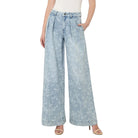 Women's Flying Monkey Super High Rise Floral Print Pleated Wide Leg Jean F9160SFP