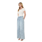 Women's Flying Monkey Super High Rise Floral Print Pleated Wide Leg Jean F9160SFP