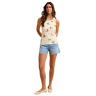 Women's Cream Mallard Duck Print Rib Knit Tank Top AT10018S
