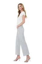 Vervet Women's High Rise Patch Pocket Crop Striped Wide Leg Jeans LV2292STR