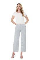 Vervet Women's High Rise Patch Pocket Crop Striped Wide Leg Jeans LV2292STR