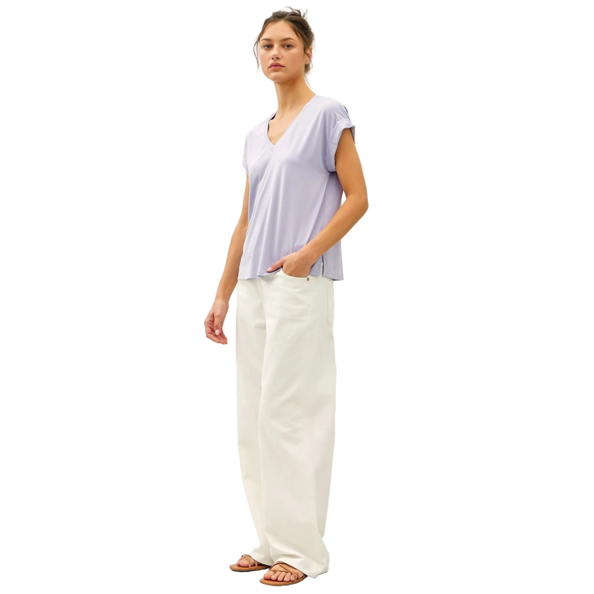 Women's Be Cool Bamboo/modal V-neck Dolman Cap Sleeve T-shirt 19744