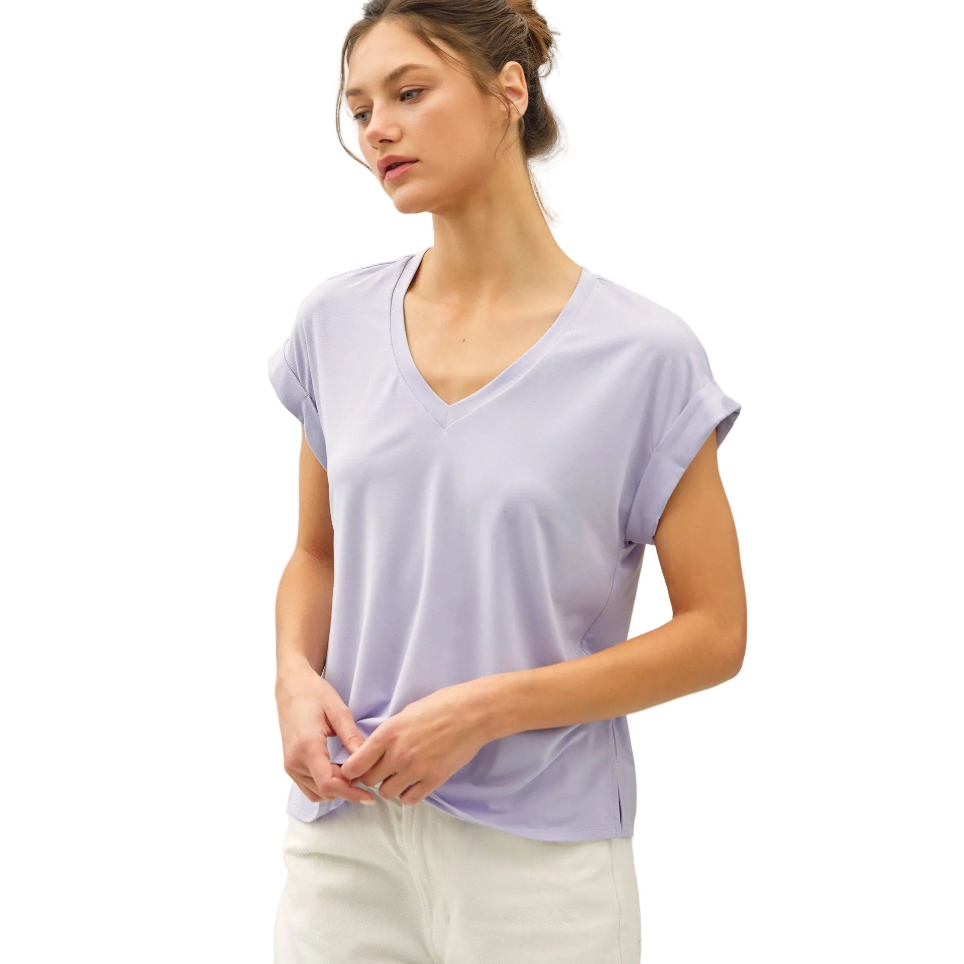 Women's Be Cool Bamboo/modal V-neck Dolman Cap Sleeve T-shirt 19744