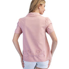 Women's Blush Pink Linen Button Down Blouse TE1805