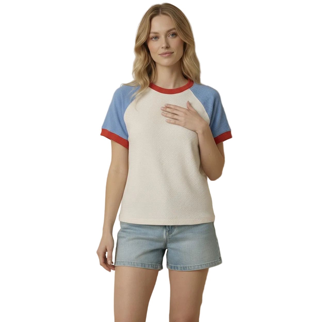 Women's Tres Bien Round Neck 90s Love Vintage Cloudy Knit Top T-42233