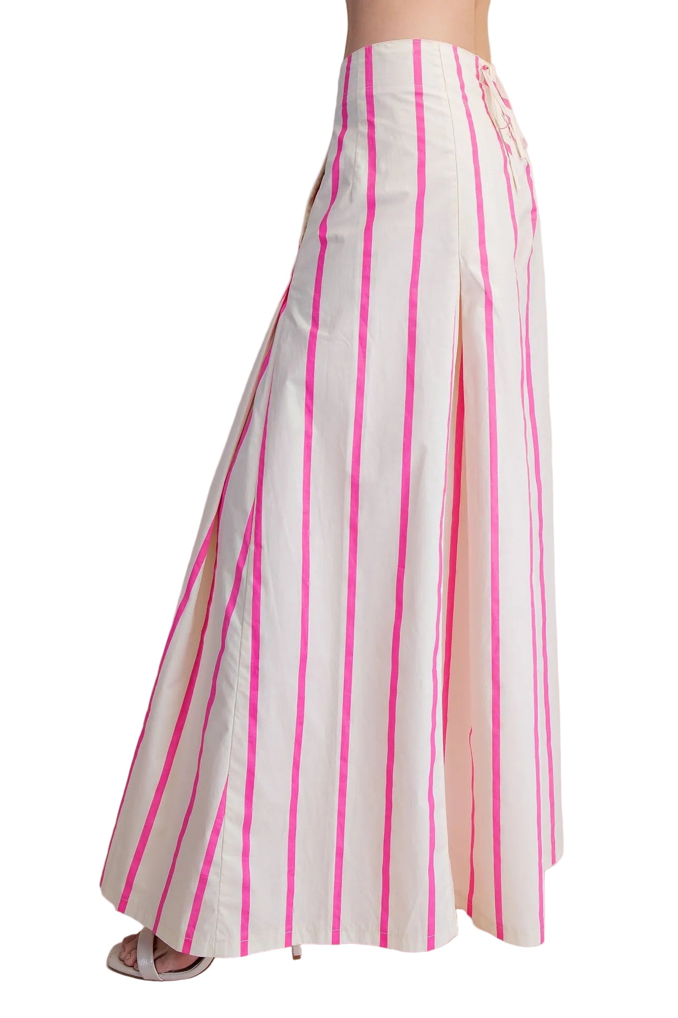 Women's Glam Hot Pink High Waist Wide-Leg Pop Color Stripe Pants P9126
