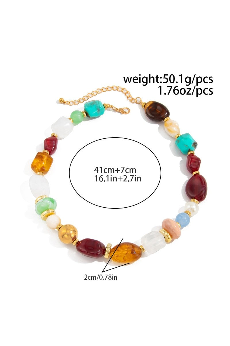 Women's Colorful Ombre Resin Irregular Bead Necklace 