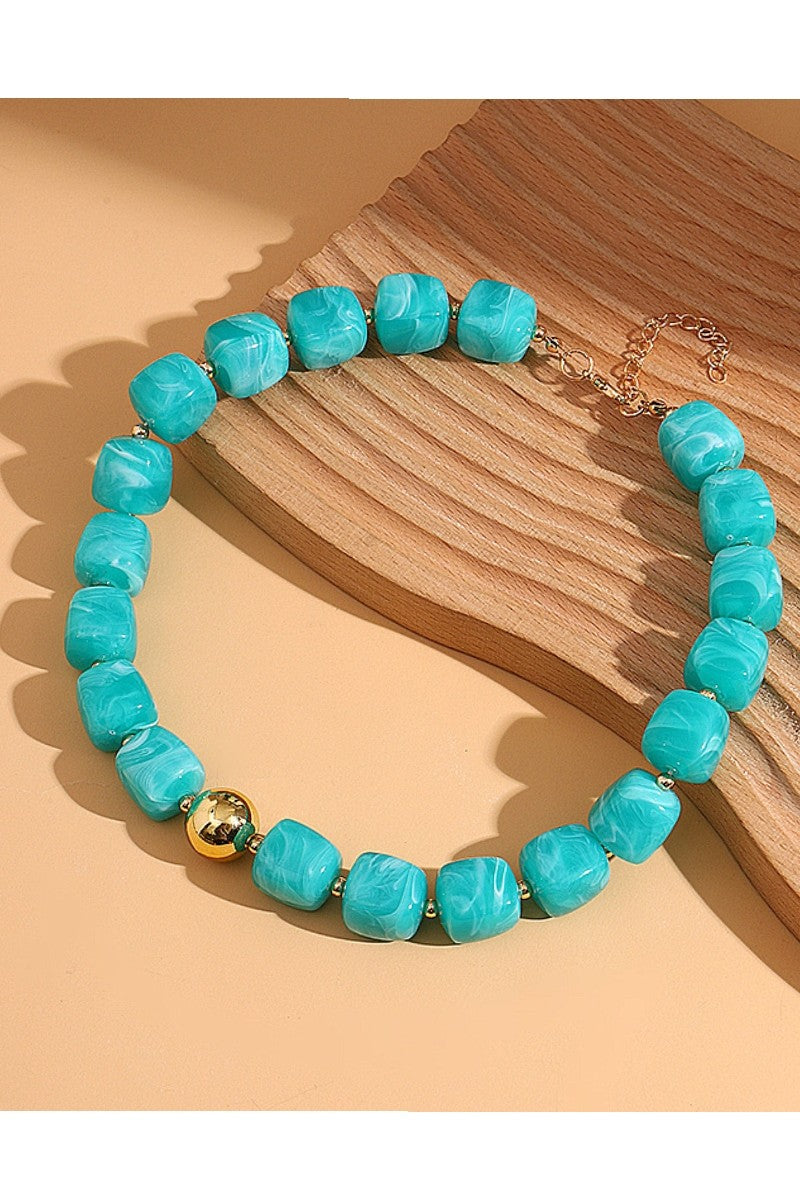 Women's Sky Blue Resin Bead Necklace