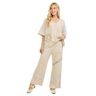 Women's J. Her Natural Patchwork Pants With Eyelet Lace and Floral HP7136