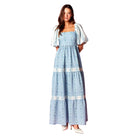Women's Blue Floral Scallop Bodice Maxi Dress R30789D