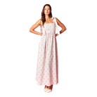 Women's Pink Floral Scalloped Tie-Shoulder Maxi Dress R30790D