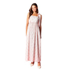 Women's Pink Floral Scalloped Tie-Shoulder Maxi Dress R30790D
