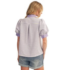 Women's Jodifl Solid Contrast Detail Striped Top B13435-1
