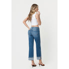 Women's Flying Monkey High Rise Medium Dark Wash Cuffed Slim Wide Jeans F5992