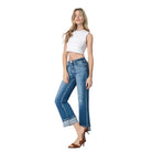 Women's Flying Monkey High Rise Medium Dark Wash Cuffed Slim Wide Jeans F5992