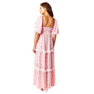 Women's Pink Vintage Rose Lace Panel Maxi Dress R30800D-01