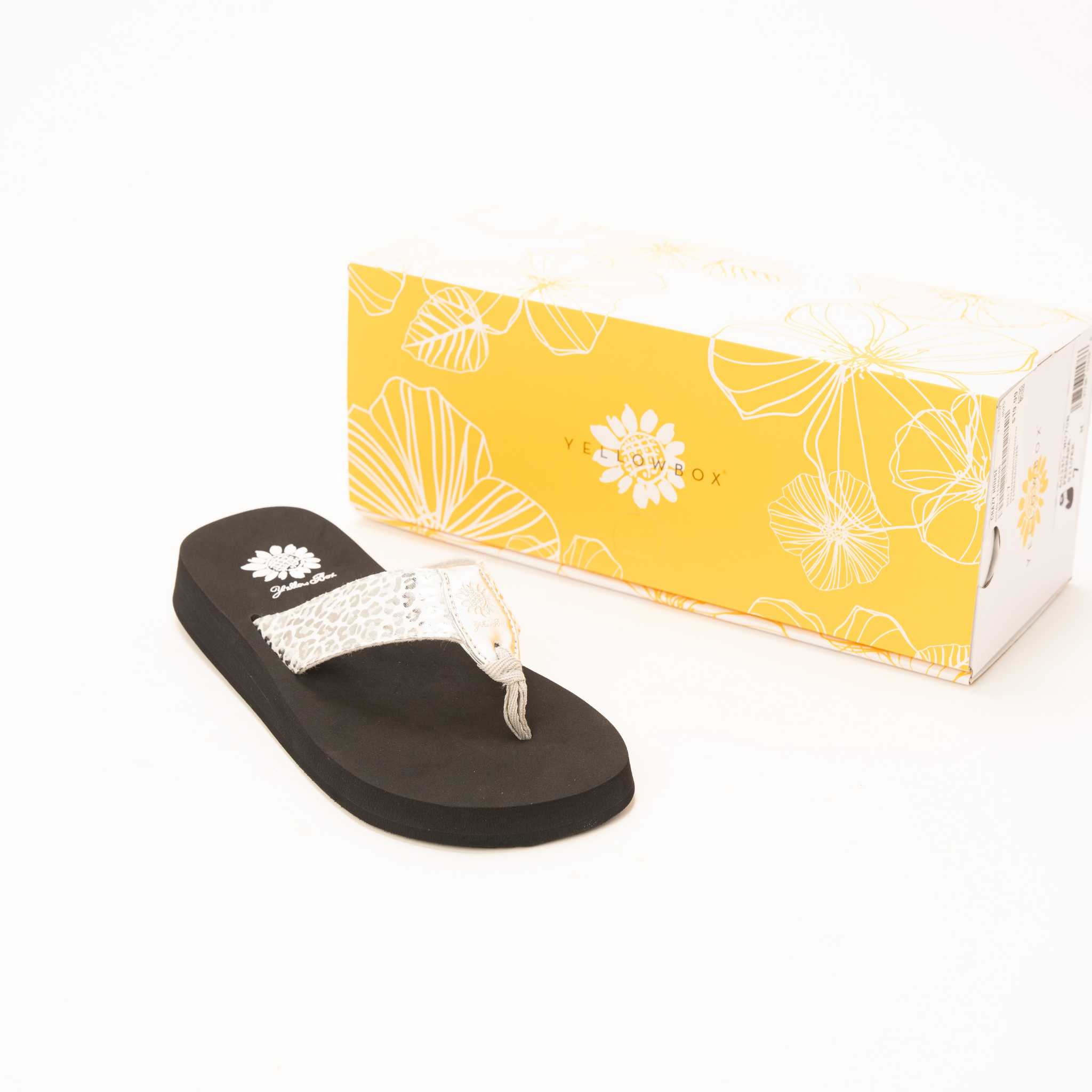 Women's Yellow Box White and Silver Cheetah Print Flip Flops 60340-FERRARA - Crazy House Western Wear