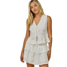Women's Ivory Floral Eyelet Lace Peplum Blouse 71126