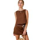 Women's Sleeveless Crew Neck Top With Contrast Binding Details A4701