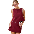 Women's Sleeveless Crew Neck Top With Contrast Binding Details A4701