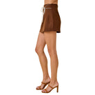 Women's Contrast Piping Mini Skirt with Overlay Panel and Tie Detail A4707