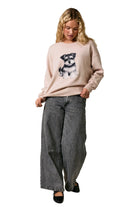Women's Beige 'Schnauzer' Long Sleeve Crew Neck Sweater 