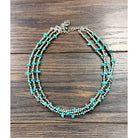 Women's Isac Silver Western Bead, Turquoise Strand Necklace 739786