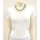 Women's Isac Silver Western Bead, Turquoise Strand Necklace 739786