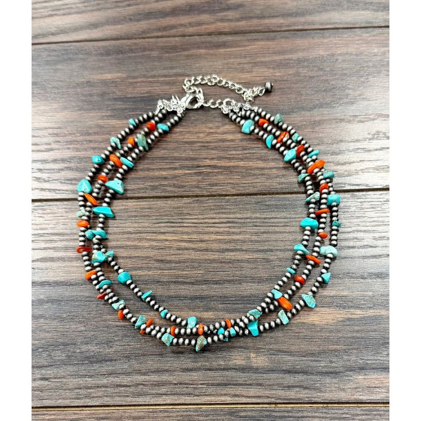 Women's Isac 16" Western Turquoise/Oyster Strand Necklace 739787