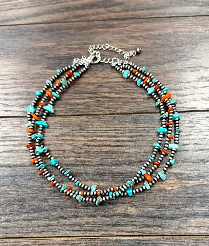 Women's Isac 16" Western Turquoise/Oyster Strand Necklace 739787