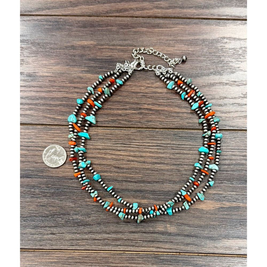 Women's Isac 16" Western Turquoise/Oyster Strand Necklace 739787