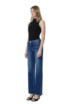 Loververt Women's Lush High Rise Full Length Dark Wash Slim Wide Jeans 